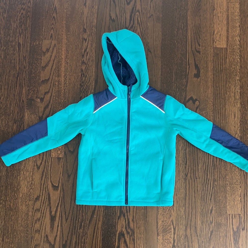 Boys Lands End Blue Fleece Jacket Size 8